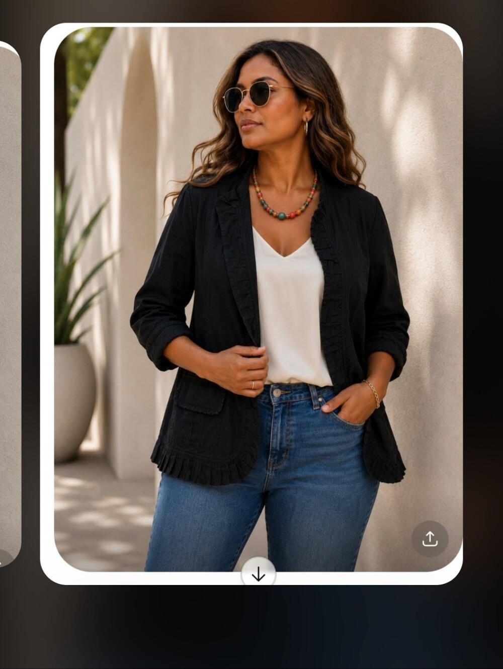 Chico's Black Ruffle-Trim Women's Jacket